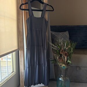 SHEIN Gray Tiered Maxi Sundress with Wide Straps